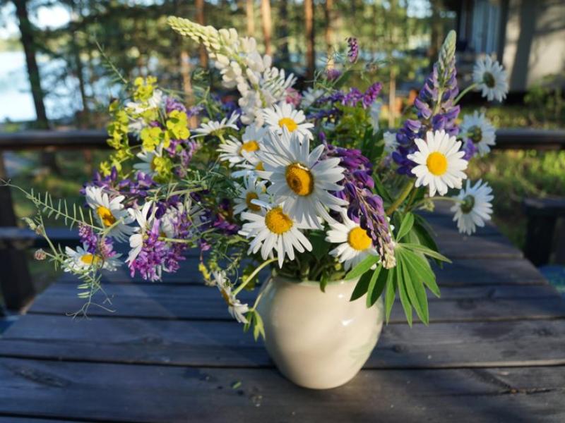 A large bouquet of wild flowers.