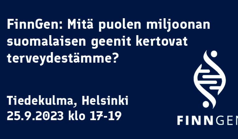 Välkomsthälsning och FinnGens logo