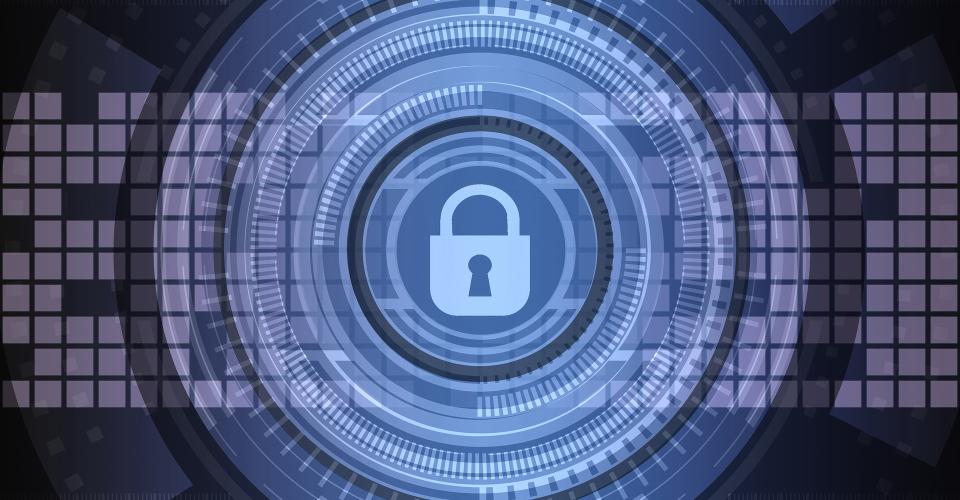 A padlock on top of a graphical visualisation of data. 