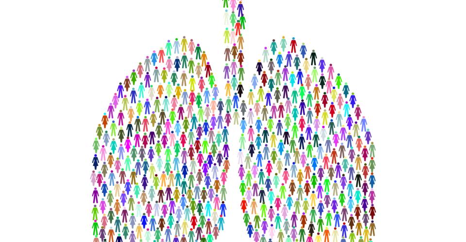 Lungs made of small colorful human figures.