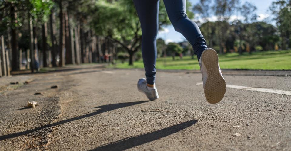 Legs of a woman jogging.