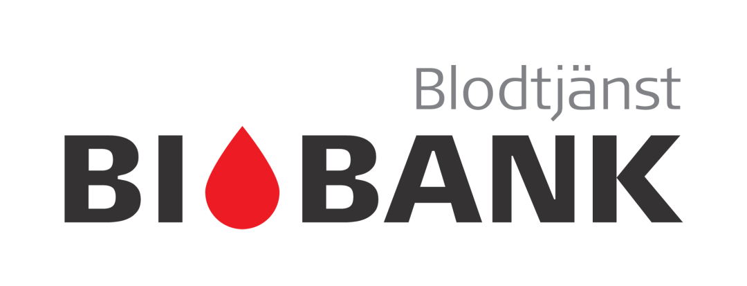 Finlands Röda Kors Blodtjänsts biobanks logotyp med en stiliserad bloddroppe och organisationens namn i tydlig typografi