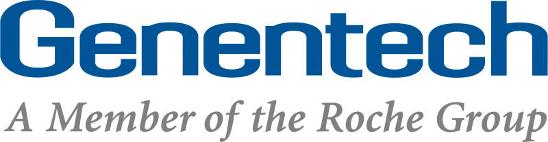 Genentech logo with the text "A member of the Roche Group".