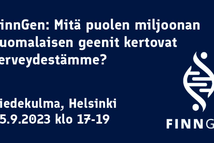 Välkomsthälsning och FinnGens logo